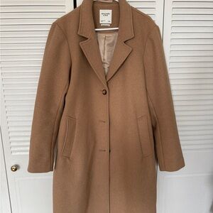 Abercrombie & Fitch Women's Camel Single-Breasted Wool Coat